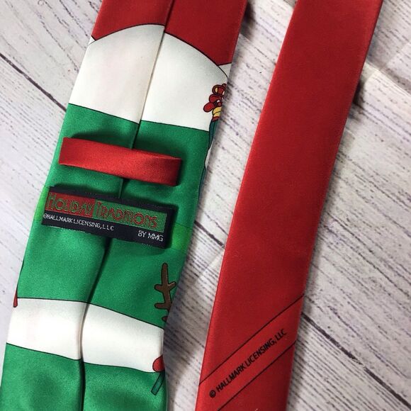 Vintage Hallmark Holiday Traditions Red Green Santa Reindeer Golf Tie - Picture 12 of 14
